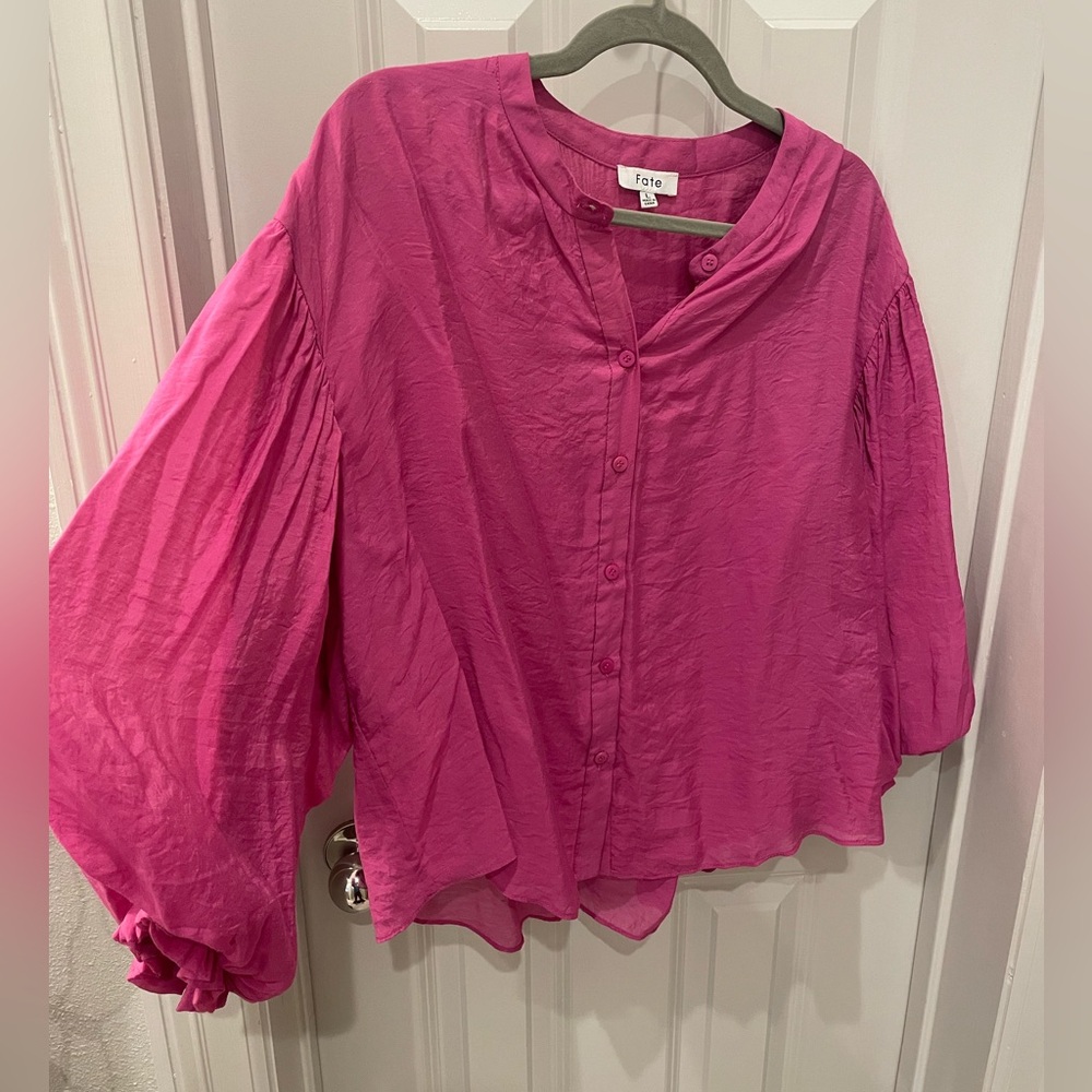 Fate Women's Fuchsia Button-Up Blouse
